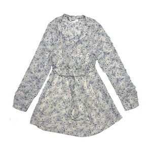 Motherhood Maternity Chiffon Sheer Dotted White Floral Shirt Medium Lined